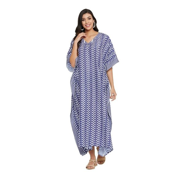 Gypsie Blu Plus Size Night Gown Abstract Print Caftan Maxi Dress for Women - Picture 1 of 6